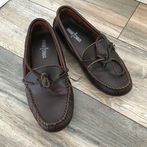 Chocolate brown Minnetonka driving shoes